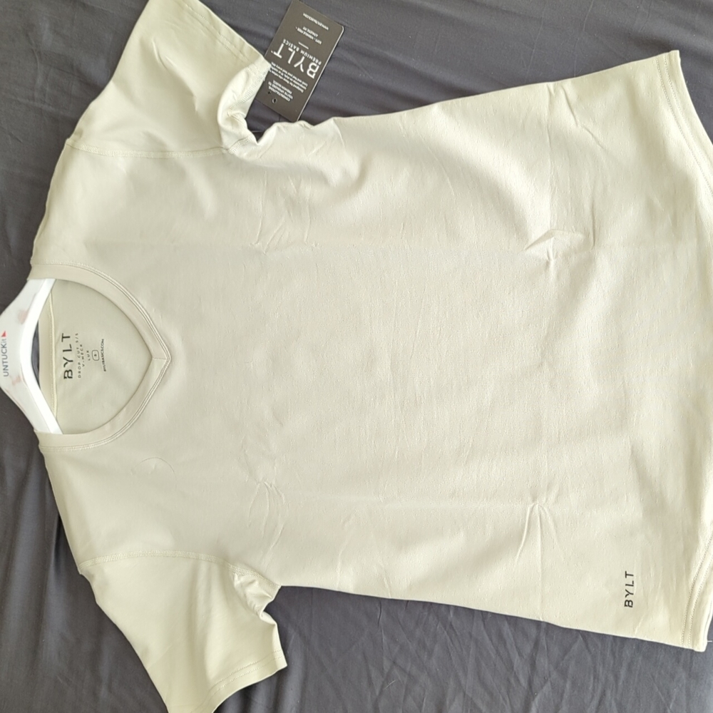 BYLT LUX Drop-Cut V-Neck - Small, Limestone NWT